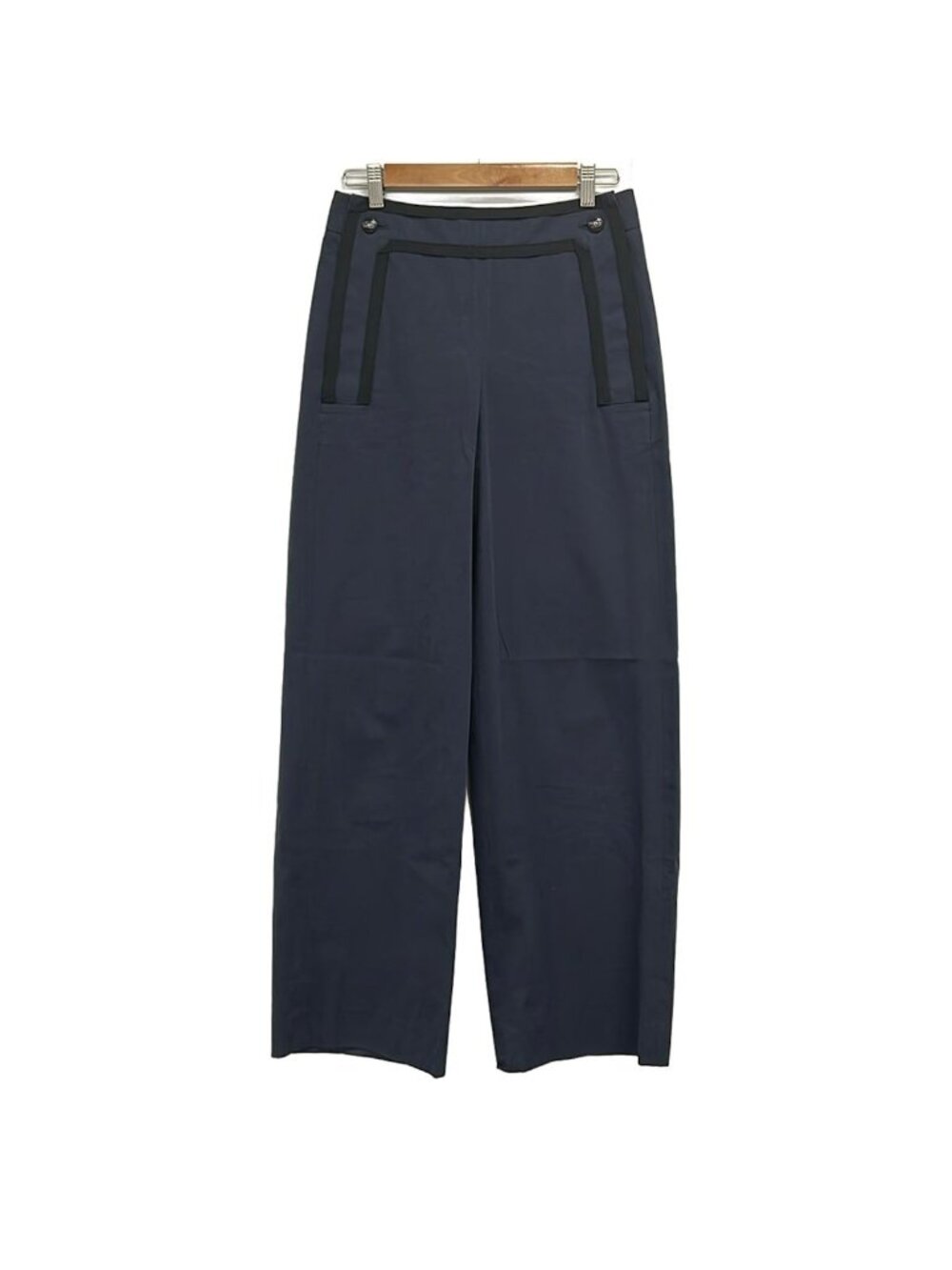 Chanel Pants S Navy Black Full Length 36